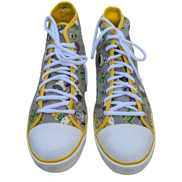 Harajuku Lovers High Top Canvas Sneakers Yellow Gray Kawaii Print Size 10 - Picture 5 of 12